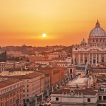 ローマの夕暮れ　サン・ピエトロ大聖堂