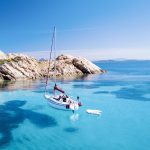 サルデーニャ　コスタ・スメラルダの美しい海　イタリアの風景　　モルトリオ島　サルデーニャ　イタリア